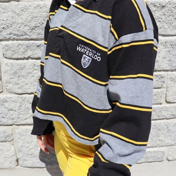 Cropped University of Waterloo Rugby Sweater - Canadian University Sweater - Picture 2 of 3